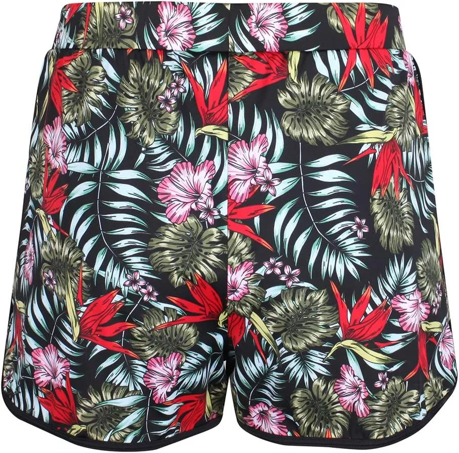 JINXUEER Plus Size Floral Board Shorts Bikini Tankini Swimsuit Bottom Mid Waisted Swimwear with Boy Leg for Women