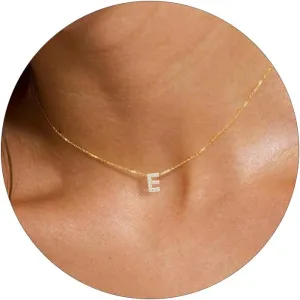 KAERUN Initial Necklaces for Women Dainty Gold Letter Necklace Simple CZ Initial Choker Necklace Tiny Letter Pendant Monogram Name Necklaces Trendy Gold Alphabet Necklaces for Teen Girls Gift