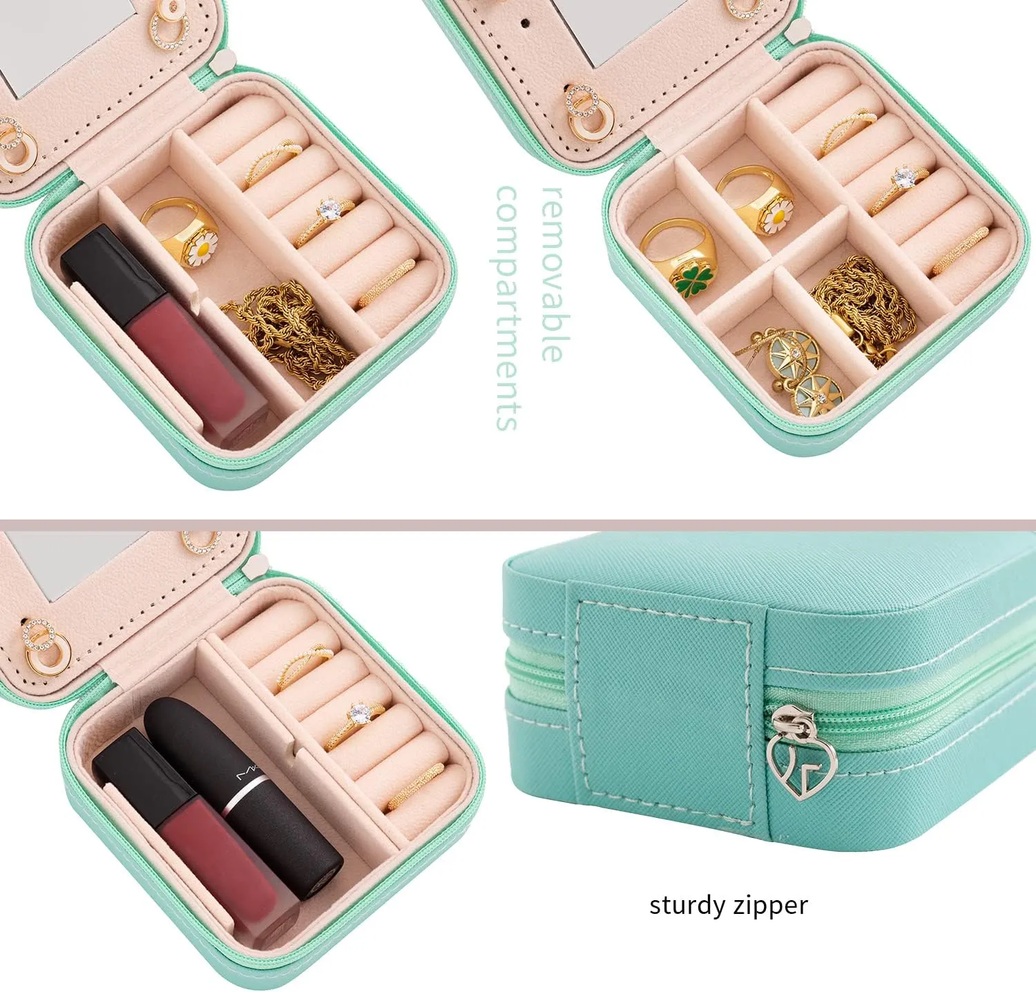 KElofoN Travel jewelry case Travel jewelry box Travel Jewelry Organizer Small Jewelry Organizer Box for Girls Women with Mirror(Blue)