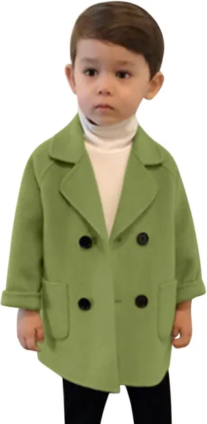 Kids Baby Girls Coat Jacket Warm Jacket Winter Simple Breasted Trench Coat Outwear Wool Blend Coat for 18M-6T