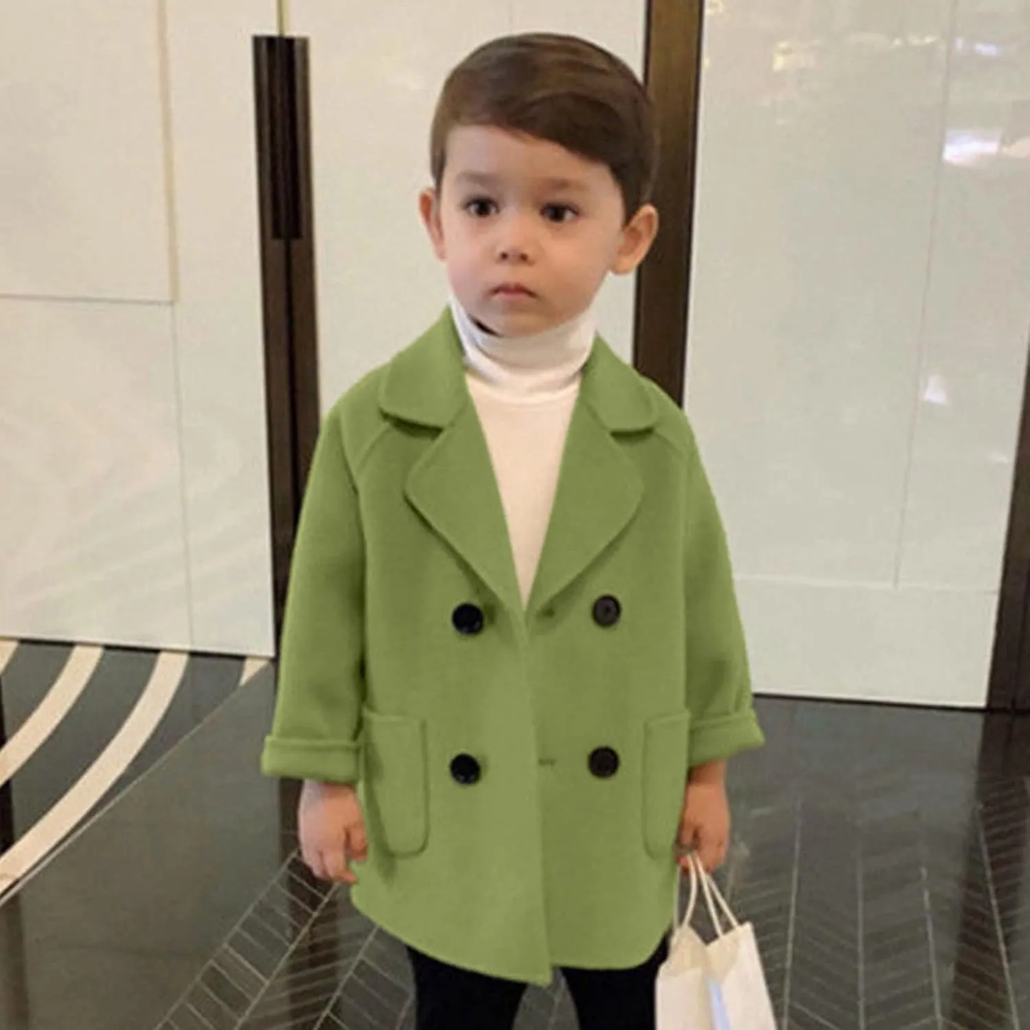 Kids Baby Girls Coat Jacket Warm Jacket Winter Simple Breasted Trench Coat Outwear Wool Blend Coat for 18M-6T