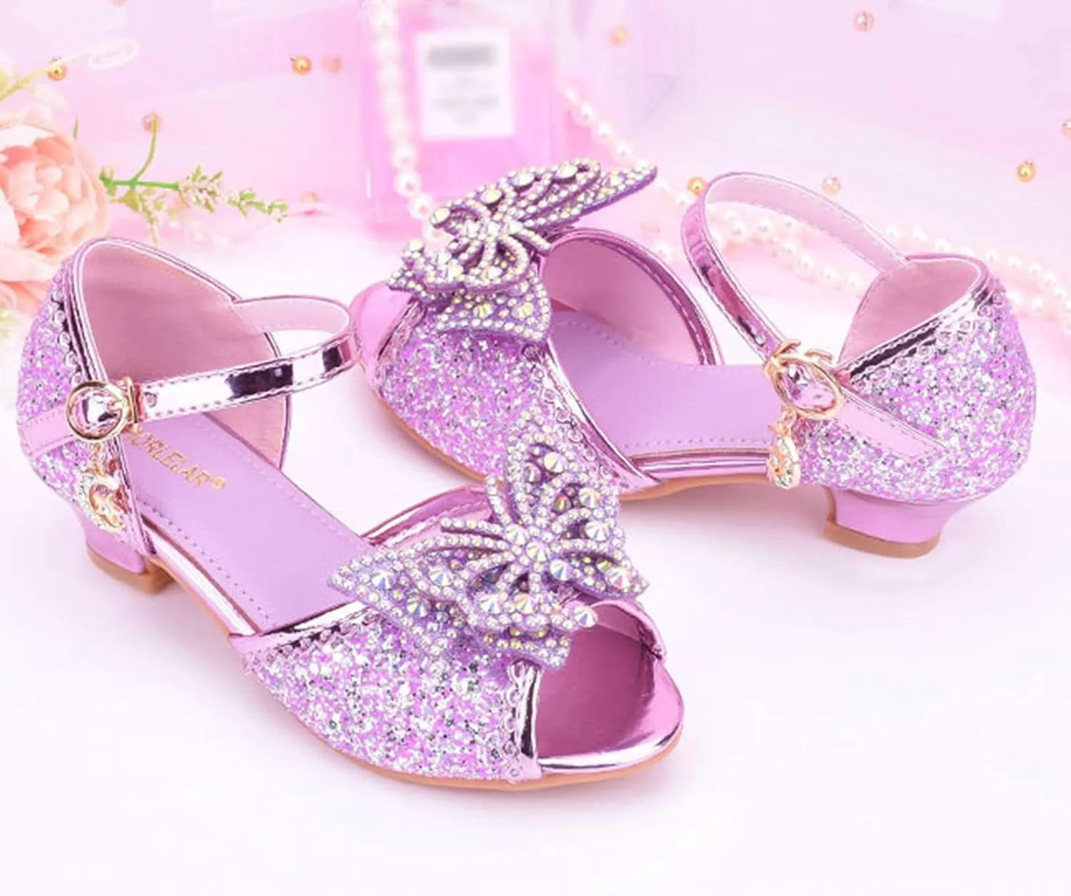 Kids Girls Glitter Butterfly Sandals Sequin hinestone Dress Shoes Little/Big Kids Princess Fashion Shiny Shoes
