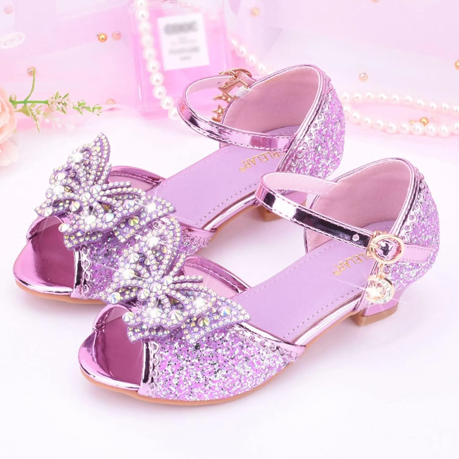 Kids Girls Glitter Butterfly Sandals Sequin hinestone Dress Shoes Little/Big Kids Princess Fashion Shiny Shoes