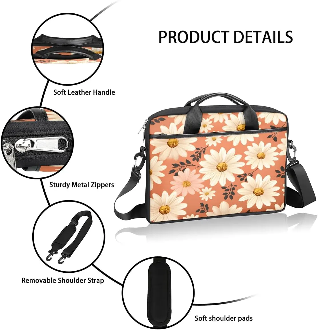 Laptop Shoulder Bag Computer Bag 13-15 Inches Laptop Carrying Case with Shoulder Strap for Women Men