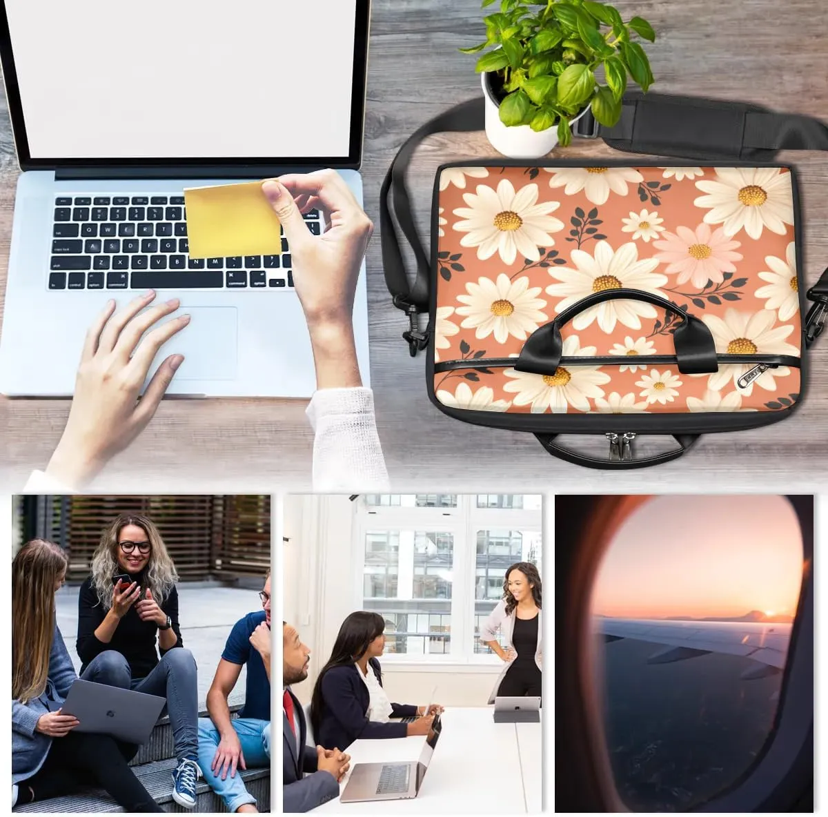 Laptop Shoulder Bag Computer Bag 13-15 Inches Laptop Carrying Case with Shoulder Strap for Women Men