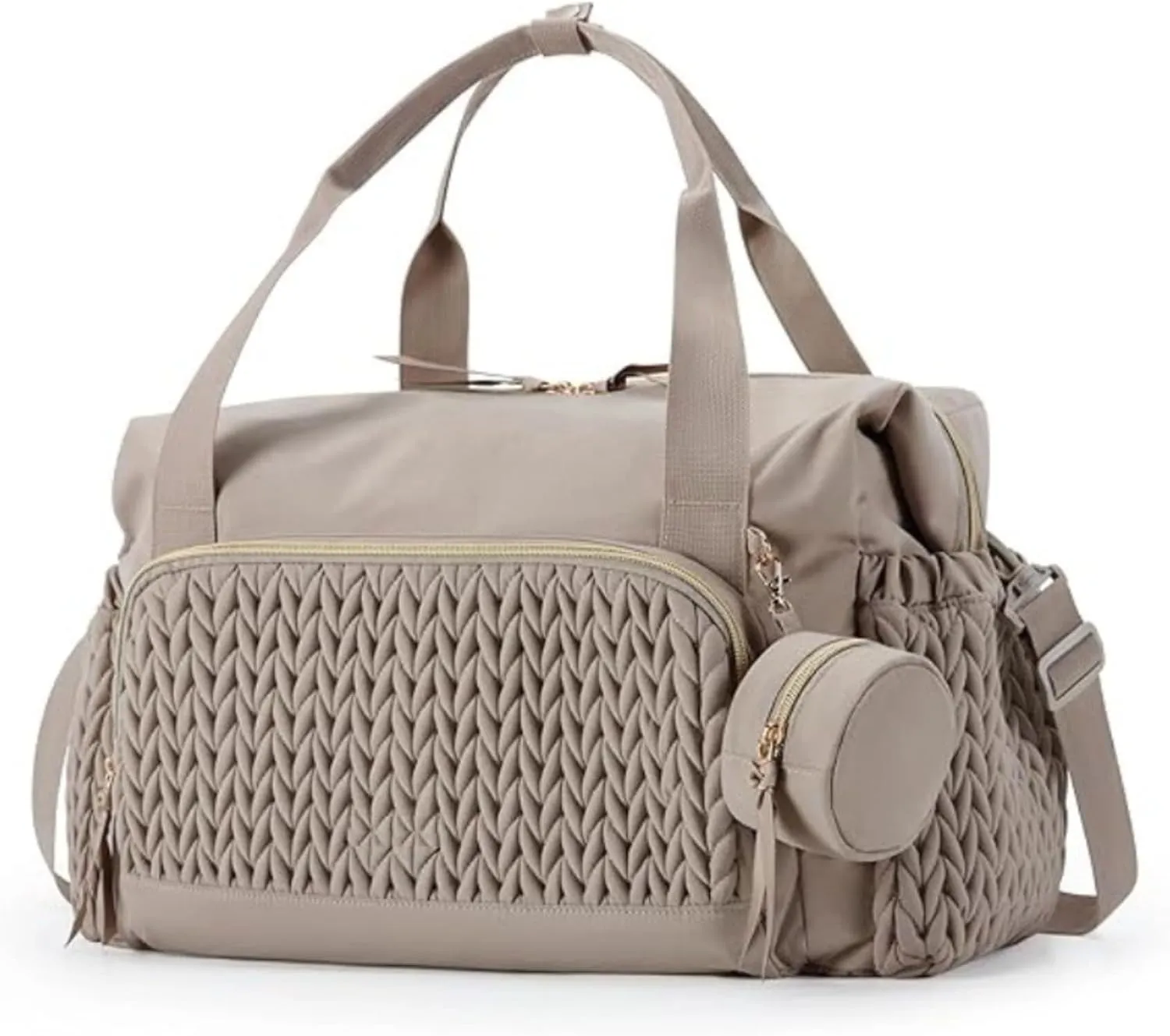 Large Female Cosmetic Bag, Breathable and Thermal Storage Handbag, Extended Design, Multiple Compartments (Brown,44.98x22.99x30cm)