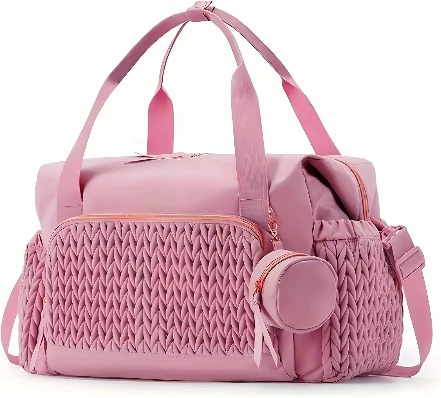 Large Female Cosmetic Bag, Breathable and Thermal Storage Handbag, Extended Design, Multiple Compartments (Pink,44.98x22.99x30cm)
