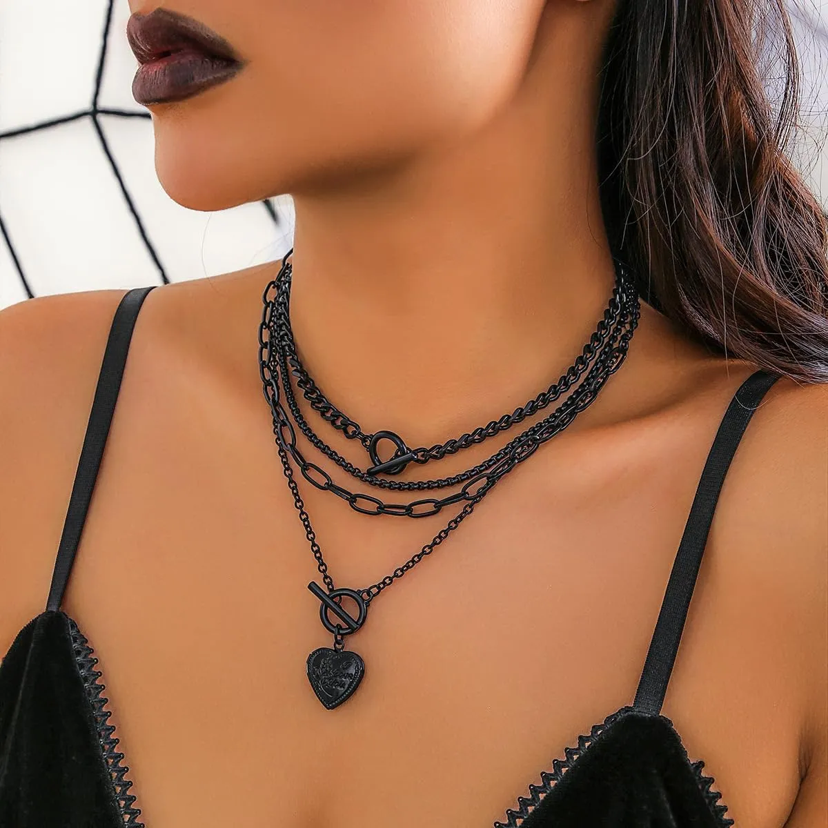 Layered Gold Necklaces for Women Chunky Gold Pirate Necklace Punk 80s 90s Necklace Paperclip Link Chain Choker Necklaces Necklace Dainty Cuban Stacking Coin Pendant Necklace Gold Pirate Jewelry