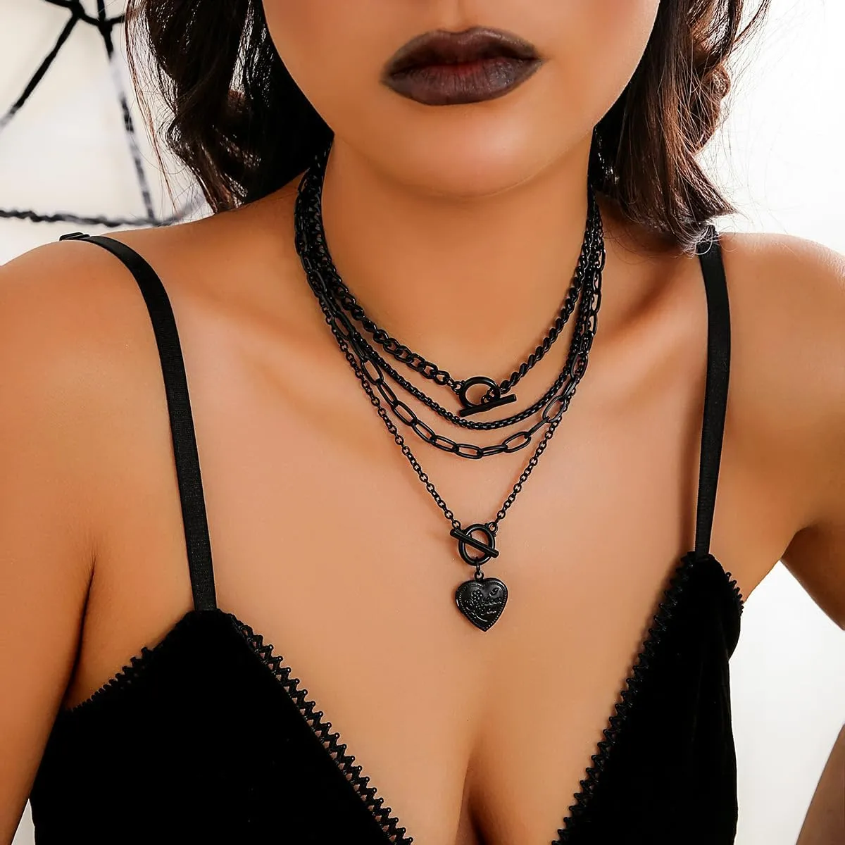 Layered Gold Necklaces for Women Chunky Gold Pirate Necklace Punk 80s 90s Necklace Paperclip Link Chain Choker Necklaces Necklace Dainty Cuban Stacking Coin Pendant Necklace Gold Pirate Jewelry