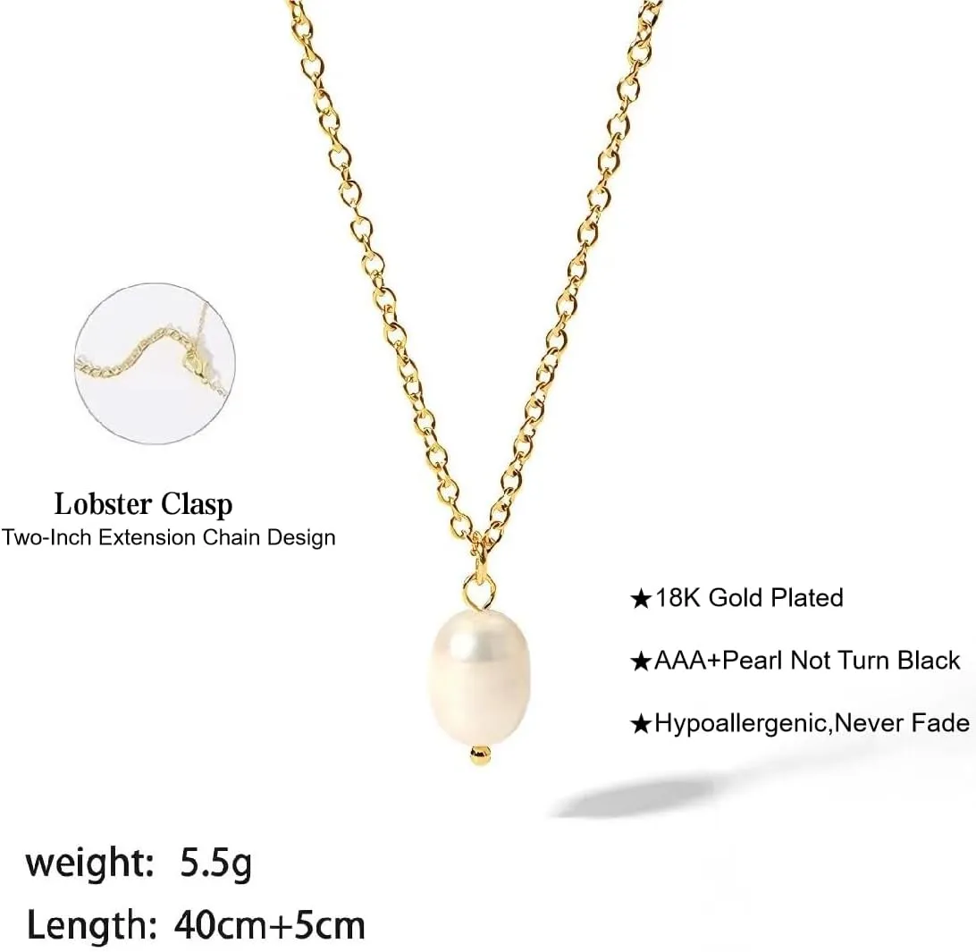 Layered Pearl Necklaces for Women 18K Gold Plated Dainty Pearl Choker Necklaces Trendy Jewelry Gifts for Women.