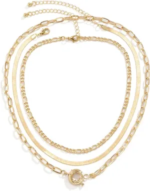 Layering Necklaces Trendy, 3 Layer Necklace for Girls Pendant Necklaces Simple Snake Chain Design Thanksgiving Jewelry Set