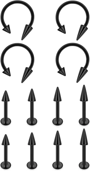 Lcolyoli Snake Bite Jewelry 12PCS Lip Rings Lip Piercing Jewelry Labret Jewelry Monroe Lip Barbell Ring 16G Angel Fangs Piercing Jewelry Surgical Steel Piercing Jewelry for Women Men