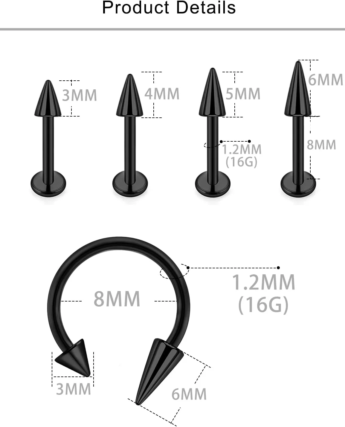 Lcolyoli Snake Bite Jewelry 12PCS Lip Rings Lip Piercing Jewelry Labret Jewelry Monroe Lip Barbell Ring 16G Angel Fangs Piercing Jewelry Surgical Steel Piercing Jewelry for Women Men