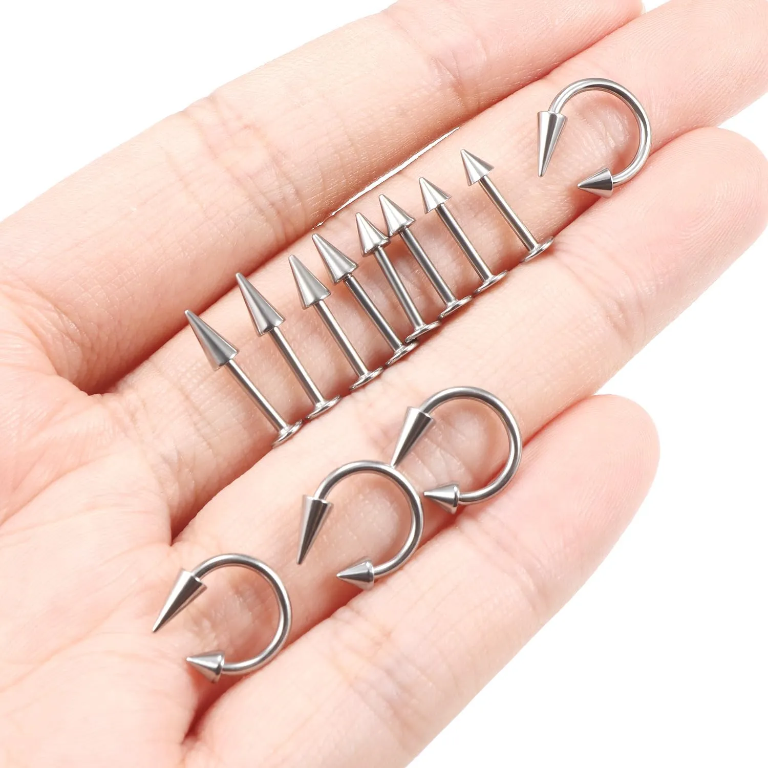 Lcolyoli Snake Bite Jewelry 12PCS Lip Rings Lip Piercing Jewelry Labret Jewelry Monroe Lip Barbell Ring 16G Angel Fangs Piercing Jewelry Surgical Steel Piercing Jewelry for Women Men
