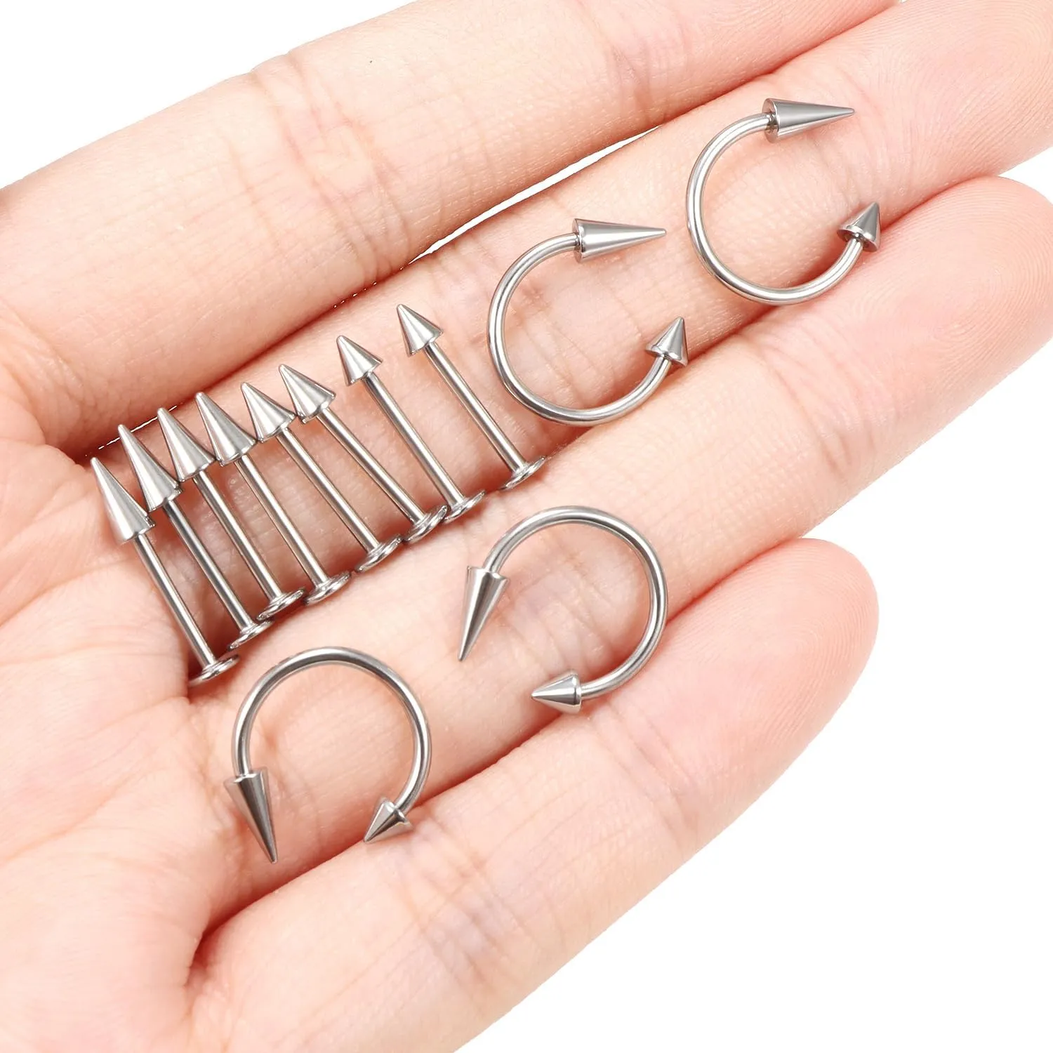Lcolyoli Snake Bite Jewelry 12PCS Lip Rings Lip Piercing Jewelry Labret Jewelry Monroe Lip Barbell Ring 16G Angel Fangs Piercing Jewelry Surgical Steel Piercing Jewelry for Women Men