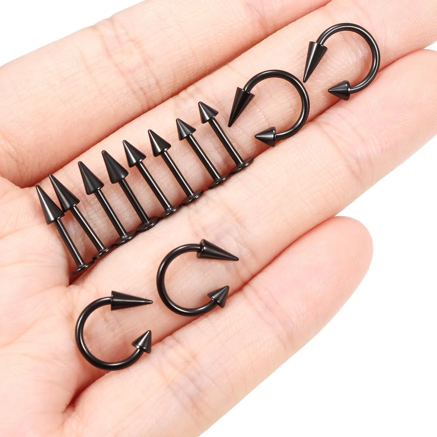 Lcolyoli Snake Bite Jewelry 12PCS Lip Rings Lip Piercing Jewelry Labret Jewelry Monroe Lip Barbell Ring 16G Angel Fangs Piercing Jewelry Surgical Steel Piercing Jewelry for Women Men