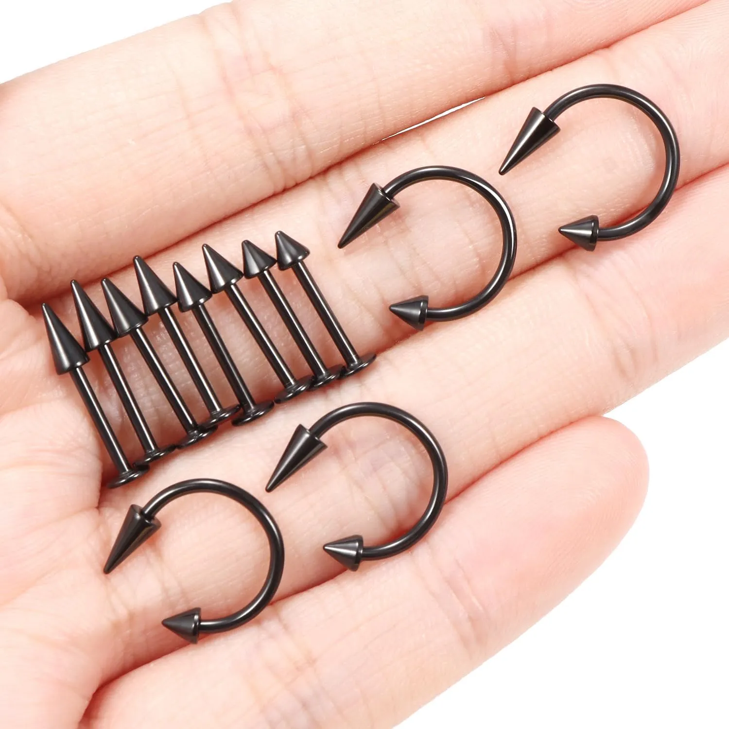 Lcolyoli Snake Bite Jewelry 12PCS Lip Rings Lip Piercing Jewelry Labret Jewelry Monroe Lip Barbell Ring 16G Angel Fangs Piercing Jewelry Surgical Steel Piercing Jewelry for Women Men