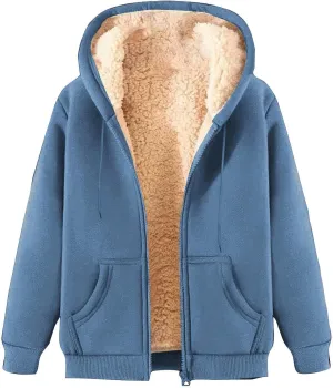 lcziwo Mens Fleece Hoodies Sherpa Lined Jacket Zip up Warm Hooded Sweatshirt Thick Thermal Windproof Winter Coats Outwear