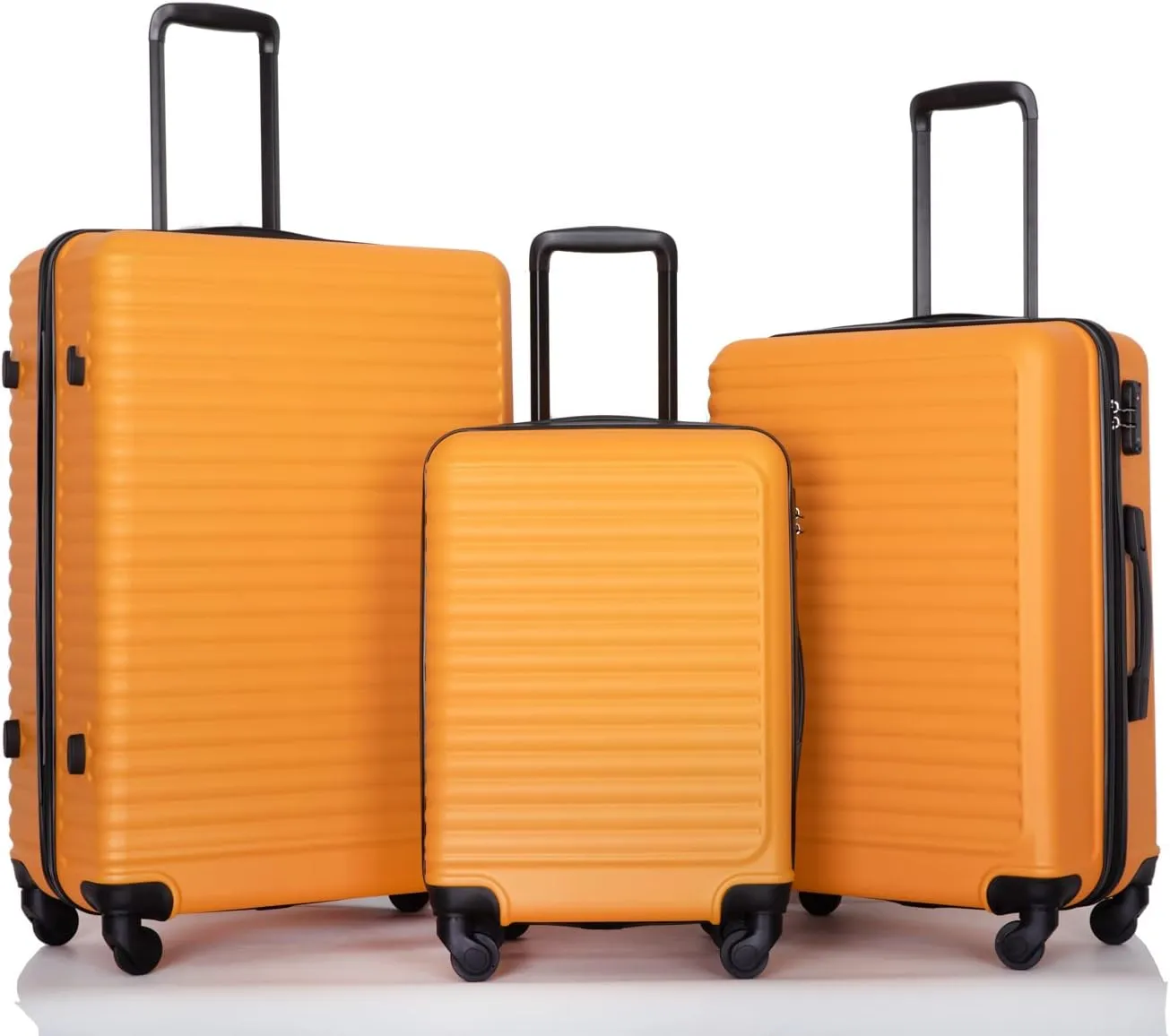 Lightweight 3-Piece Luggage Set for Stress-Free Travel, Durable ABS Material, Spinner Wheels for Effortless Maneuverability, Orange