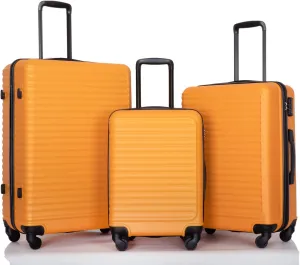 Lightweight 3-Piece Luggage Set for Stress-Free Travel, Durable ABS Material, Spinner Wheels for Effortless Maneuverability, Orange