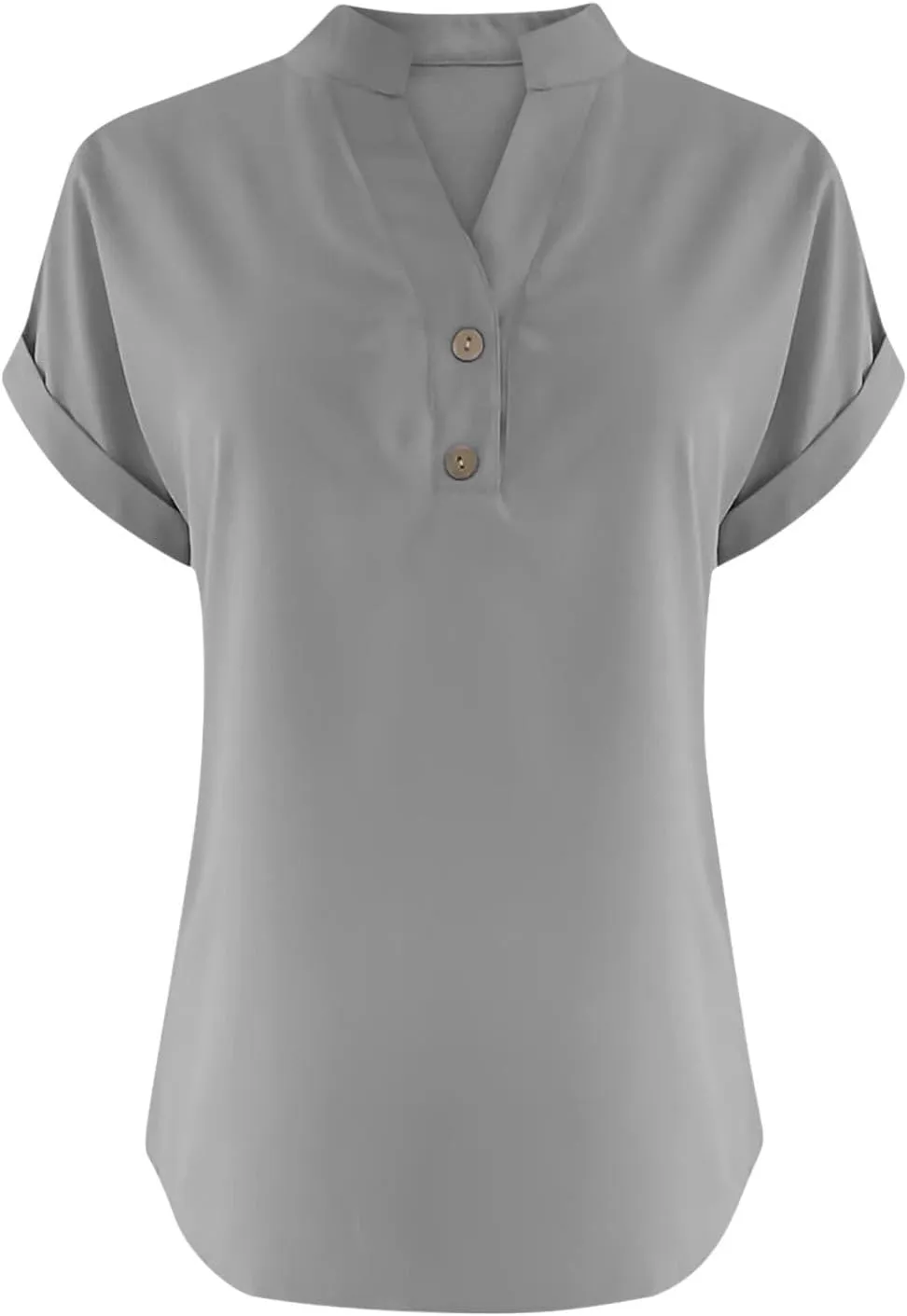 Linen Shirts for Women Cotton Button Up Shirt Short Sleeve Roll Up Loose Fit V-Neck Summer Casual Work Blouse Tops