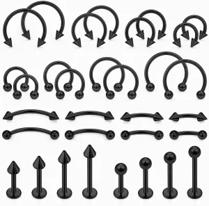 Lip Rings Surgical Steel Snake Bite Jewelry 16G Lip Piercing Jewelry Vertical Labret Lip Jewelry Monroe Piercing Jewelry for Women Men