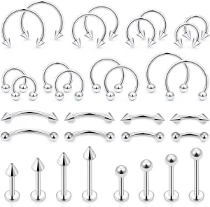 Lip Rings Surgical Steel Snake Bite Jewelry 16G Lip Piercing Jewelry Vertical Labret Lip Jewelry Monroe Piercing Jewelry for Women Men