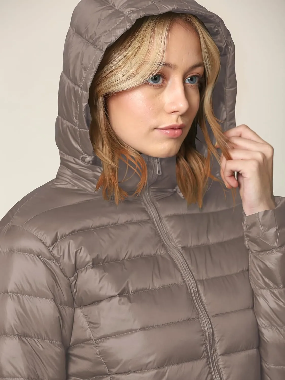 Lock and Love Women's Ultra Light Weight Packable Down Jacket with Removable Hoodie