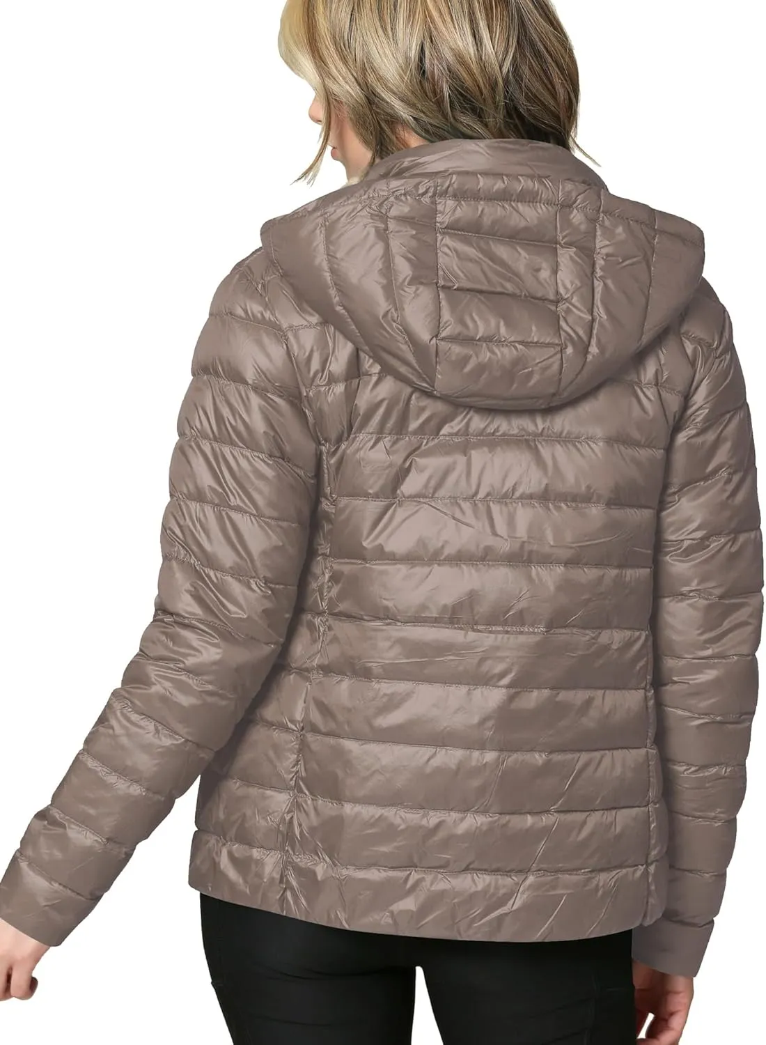 Lock and Love Women's Ultra Light Weight Packable Down Jacket with Removable Hoodie