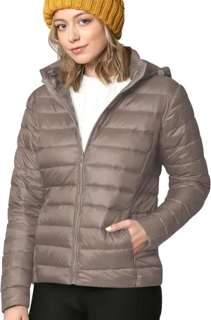 Lock and Love Women's Ultra Light Weight Packable Down Jacket with Removable Hoodie