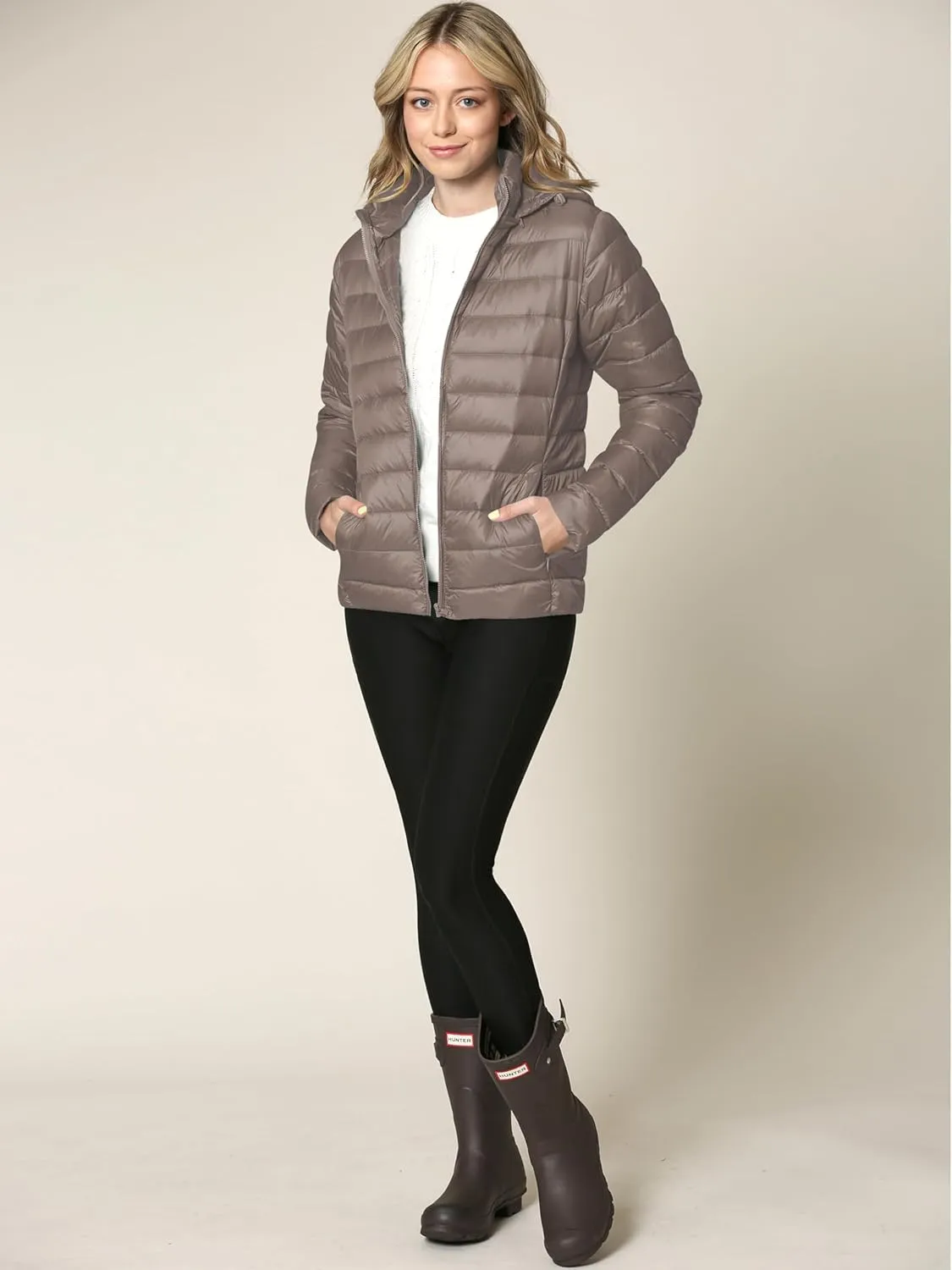 Lock and Love Women's Ultra Light Weight Packable Down Jacket with Removable Hoodie