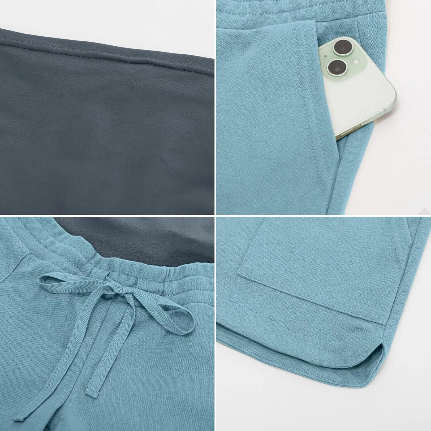 Maacie Maternity Sweat Shorts 2025 High Waist Shorts Lounge Casual Curved Slit Shorts with Pockets