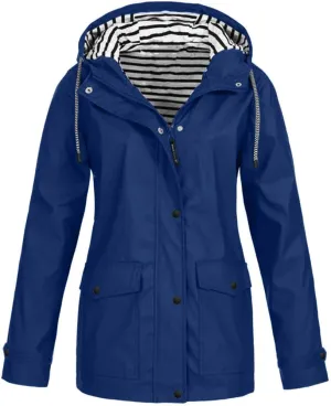 maisdgop Raincoats for Women Waterproof Long Hooded Trench Coats Winter Fall Travel Hiking Windbreaker Outerwear With Hooded