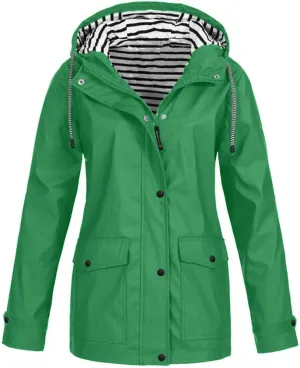 maisdgop Raincoats for Women Waterproof Long Hooded Trench Coats Winter Fall Travel Hiking Windbreaker Outerwear With Hooded