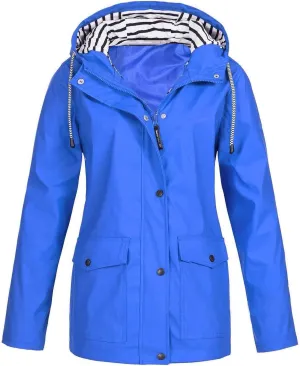 maisdgop Raincoats for Women Waterproof Long Hooded Trench Coats Winter Fall Travel Hiking Windbreaker Outerwear With Hooded