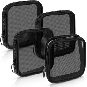 Makeup Bag 4 PCS Small Nylon Mesh Pouches for Purse Essentials Lipstick Organizer for Purse Mini Cosmetic Bag with Zipper Portable Pouch Case for Travel Home Office Toiletries Daily Accessory