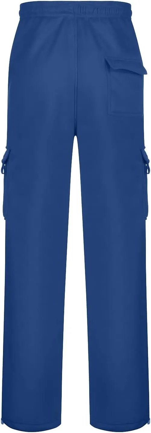 Men Cargo Combat Work Pant Yoga Jogger Summer Soft Sweat Pants Loose Open Hem Elastic Waist Lounge Pants