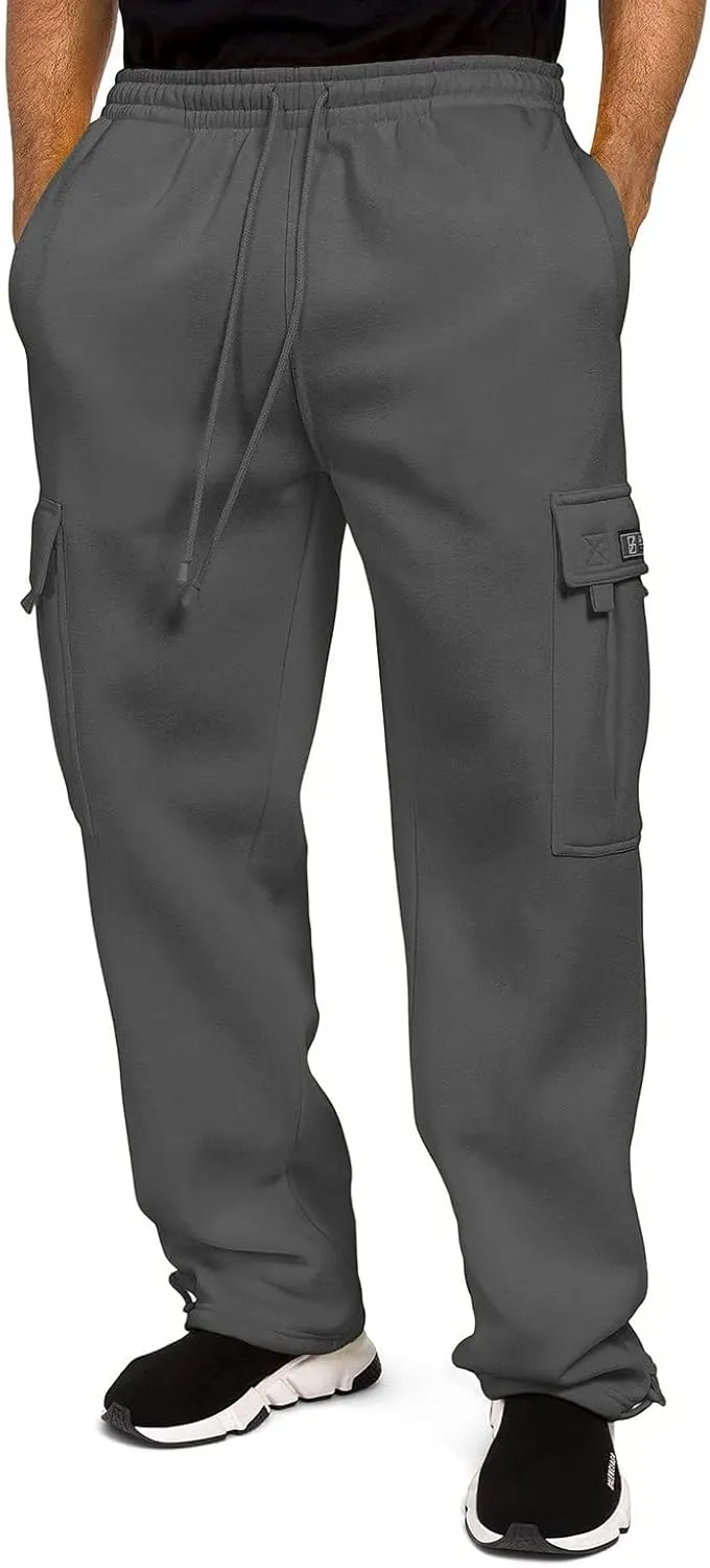 Men Cargo Combat Work Pant Yoga Jogger Summer Soft Sweat Pants Loose Open Hem Elastic Waist Lounge Pants