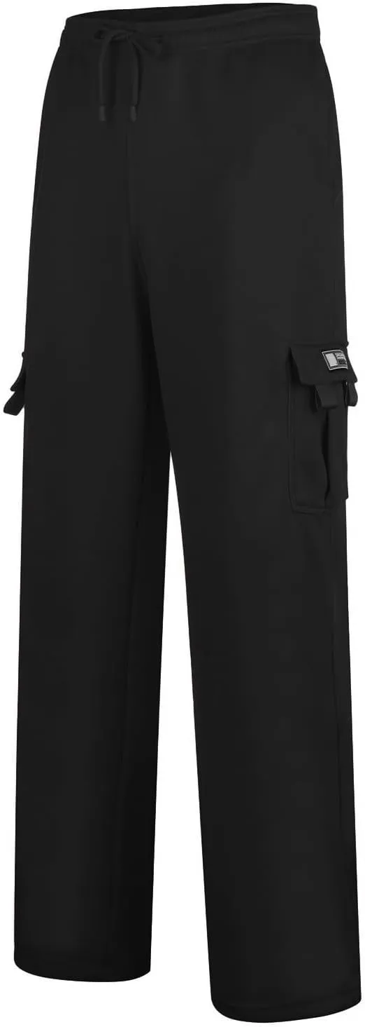 Men Cargo Combat Work Pant Yoga Jogger Summer Soft Sweat Pants Loose Open Hem Elastic Waist Lounge Pants