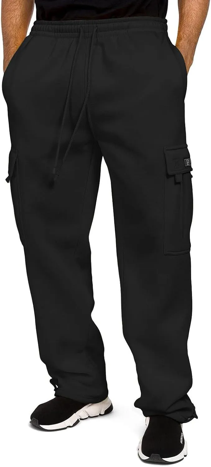 Men Cargo Combat Work Pant Yoga Jogger Summer Soft Sweat Pants Loose Open Hem Elastic Waist Lounge Pants