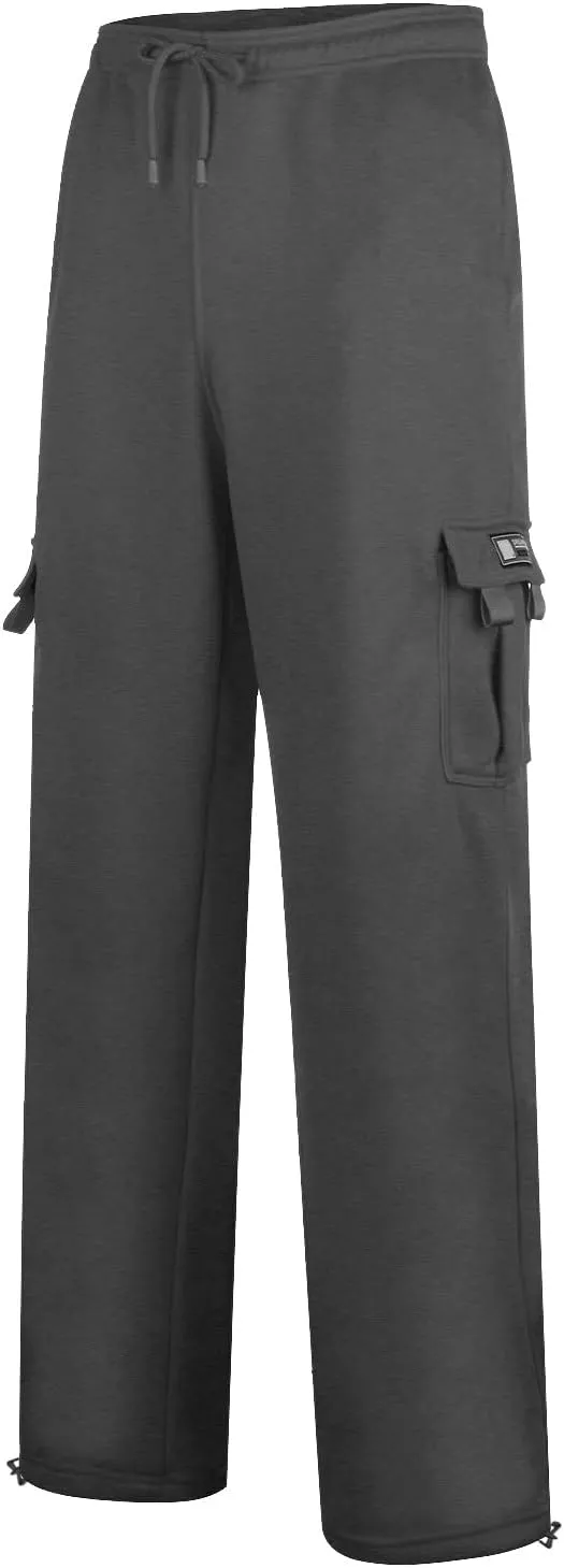 Men Cargo Combat Work Pant Yoga Jogger Summer Soft Sweat Pants Loose Open Hem Elastic Waist Lounge Pants