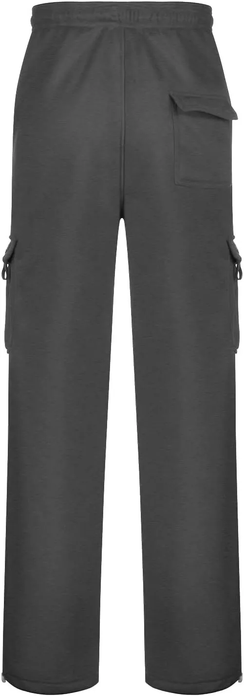 Men Cargo Combat Work Pant Yoga Jogger Summer Soft Sweat Pants Loose Open Hem Elastic Waist Lounge Pants