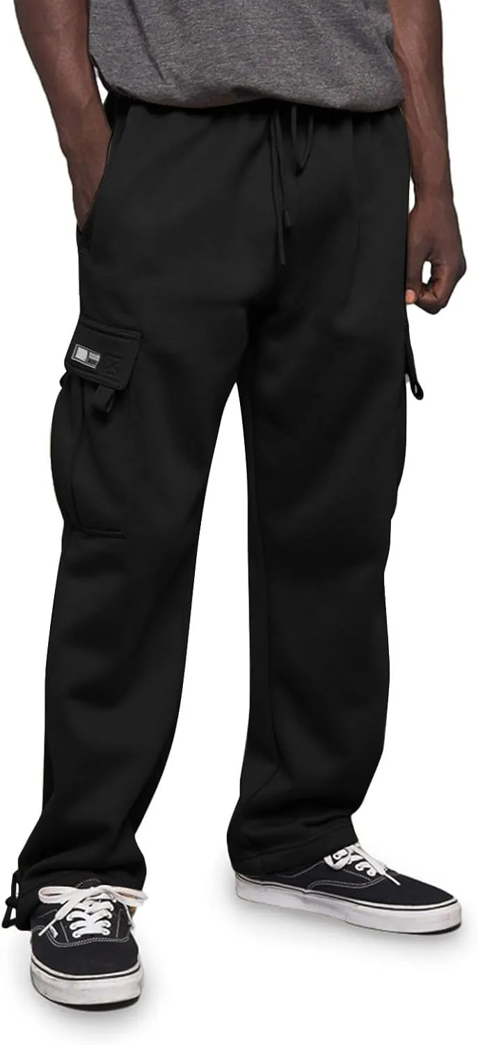 Men Cargo Combat Work Pant Yoga Jogger Summer Soft Sweat Pants Loose Open Hem Elastic Waist Lounge Pants