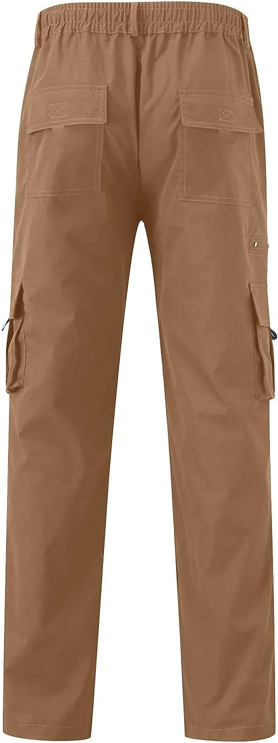 Men Cargo Pants Casual Cotton Stretch Elasticated Waist Pant Sweatpants Joggers Running Workout Jogger Bottoms