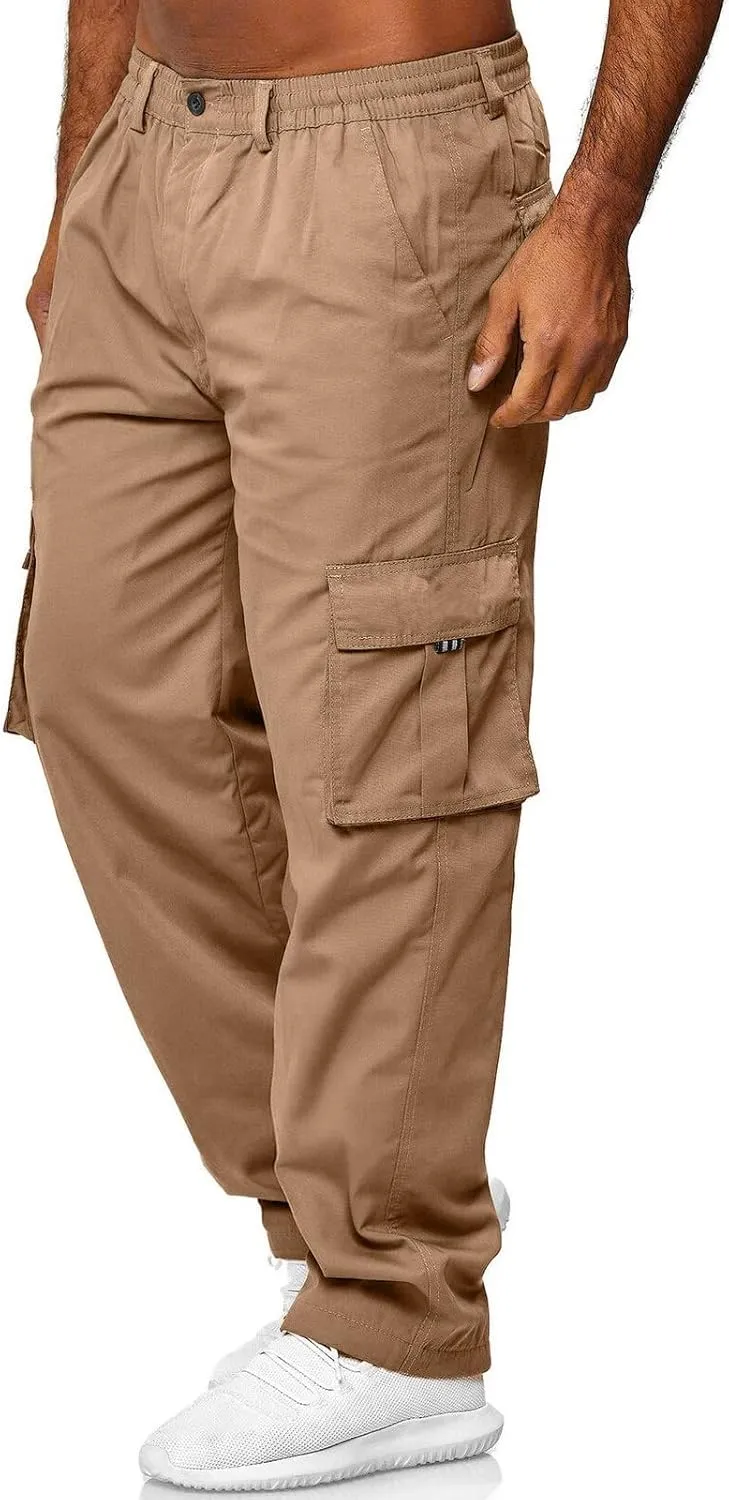 Men Cargo Pants Casual Cotton Stretch Elasticated Waist Pant Sweatpants Joggers Running Workout Jogger Bottoms