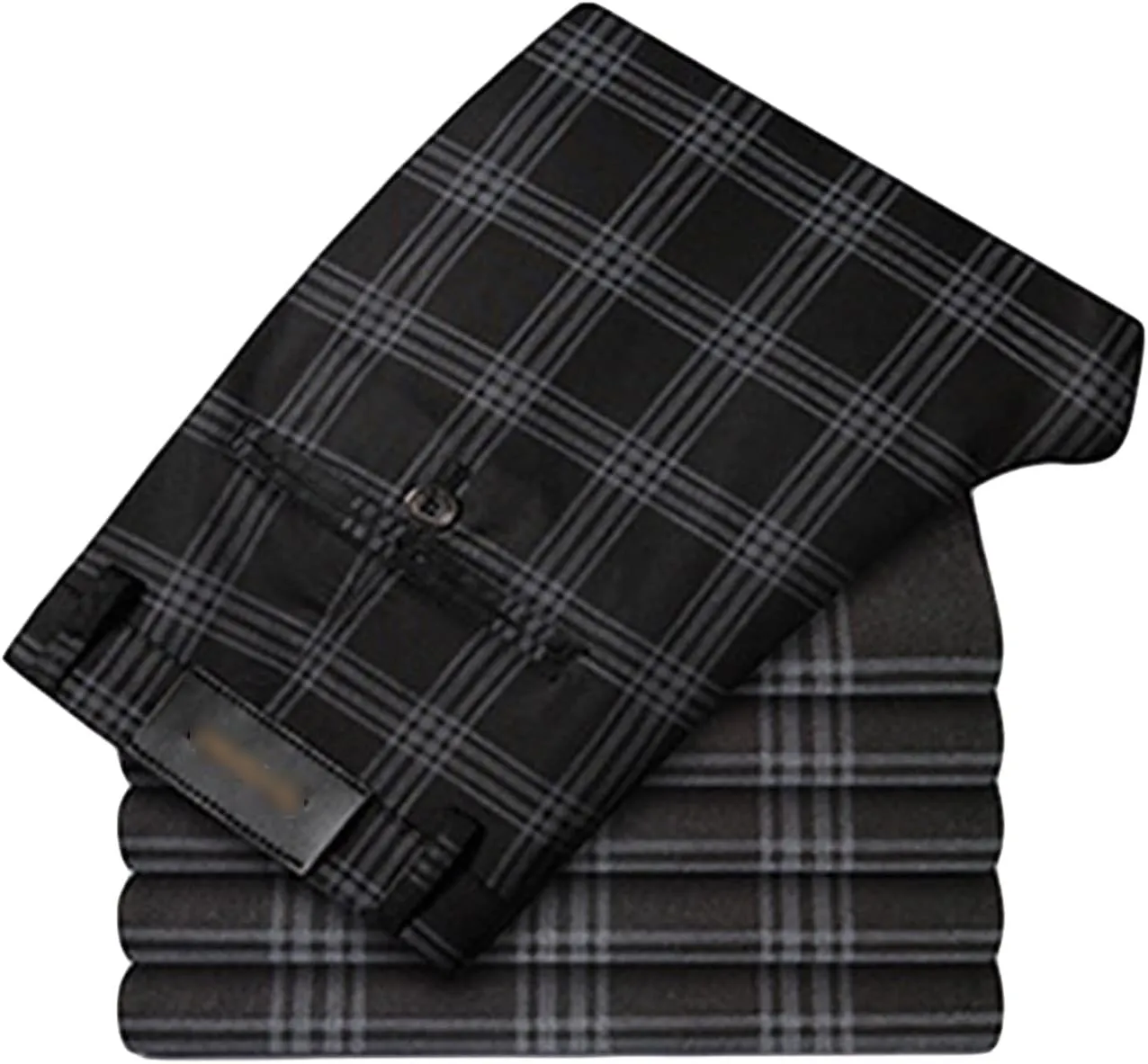 Men's Casual Slim Straight Plaid Trousers Loose Stretch Business Pants Lightweight Fit Plaid Chino Pants