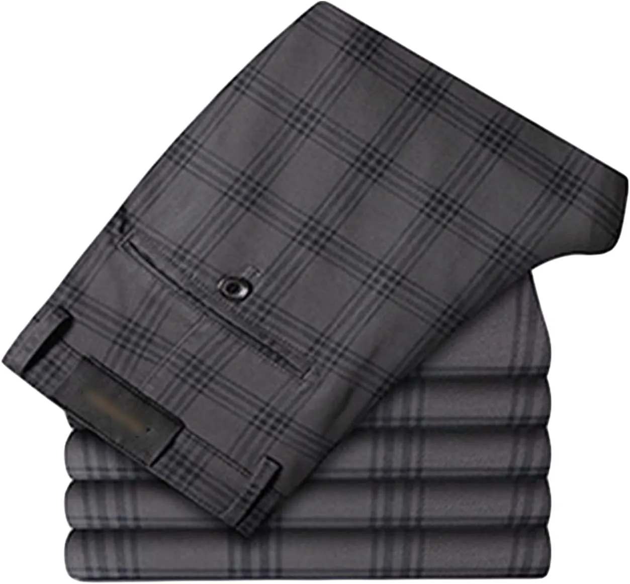Men's Casual Slim Straight Plaid Trousers Loose Stretch Business Pants Lightweight Fit Plaid Chino Pants