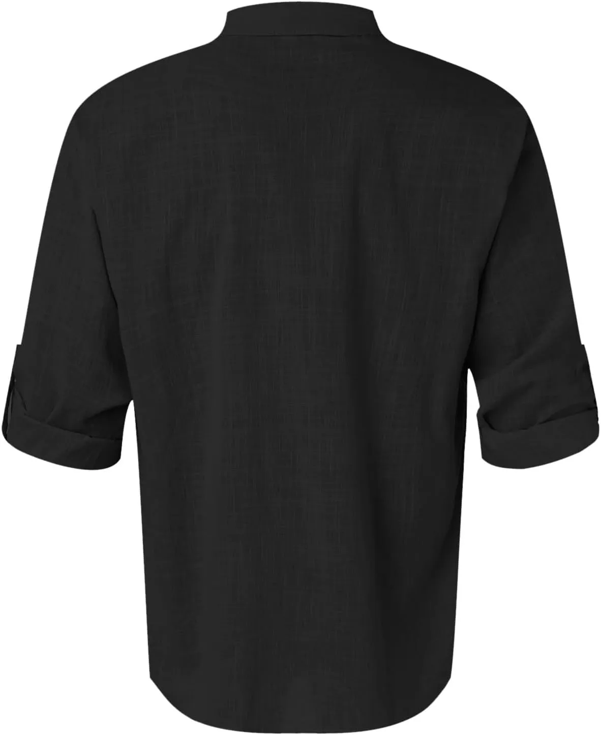 Men's Cotton Linen Henley Shirt Long Sleeve Hippie Casual Beach T Shirt Summer Loose Lightweight Band Collar Yoga Top