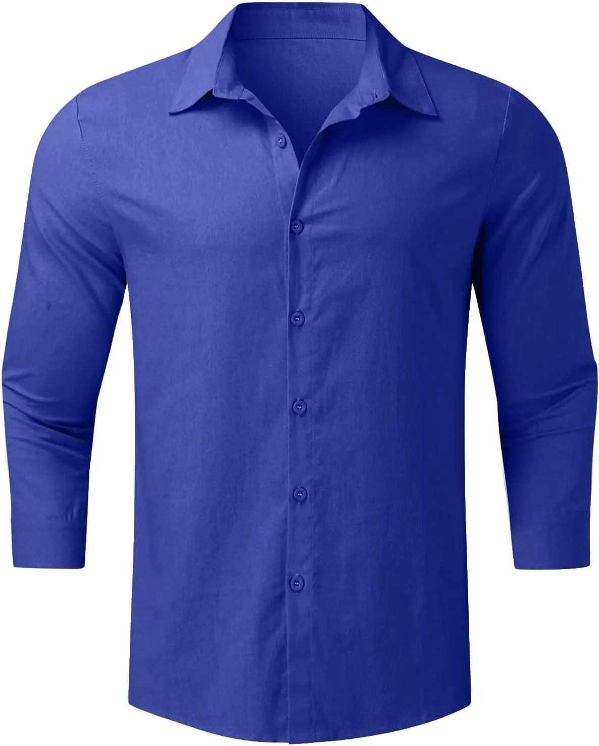 Men's Cotton Linen Shirts Summer Casual Button Down Long Sleeve Shirt Lightweight Loose Turn Down Collar Blouses