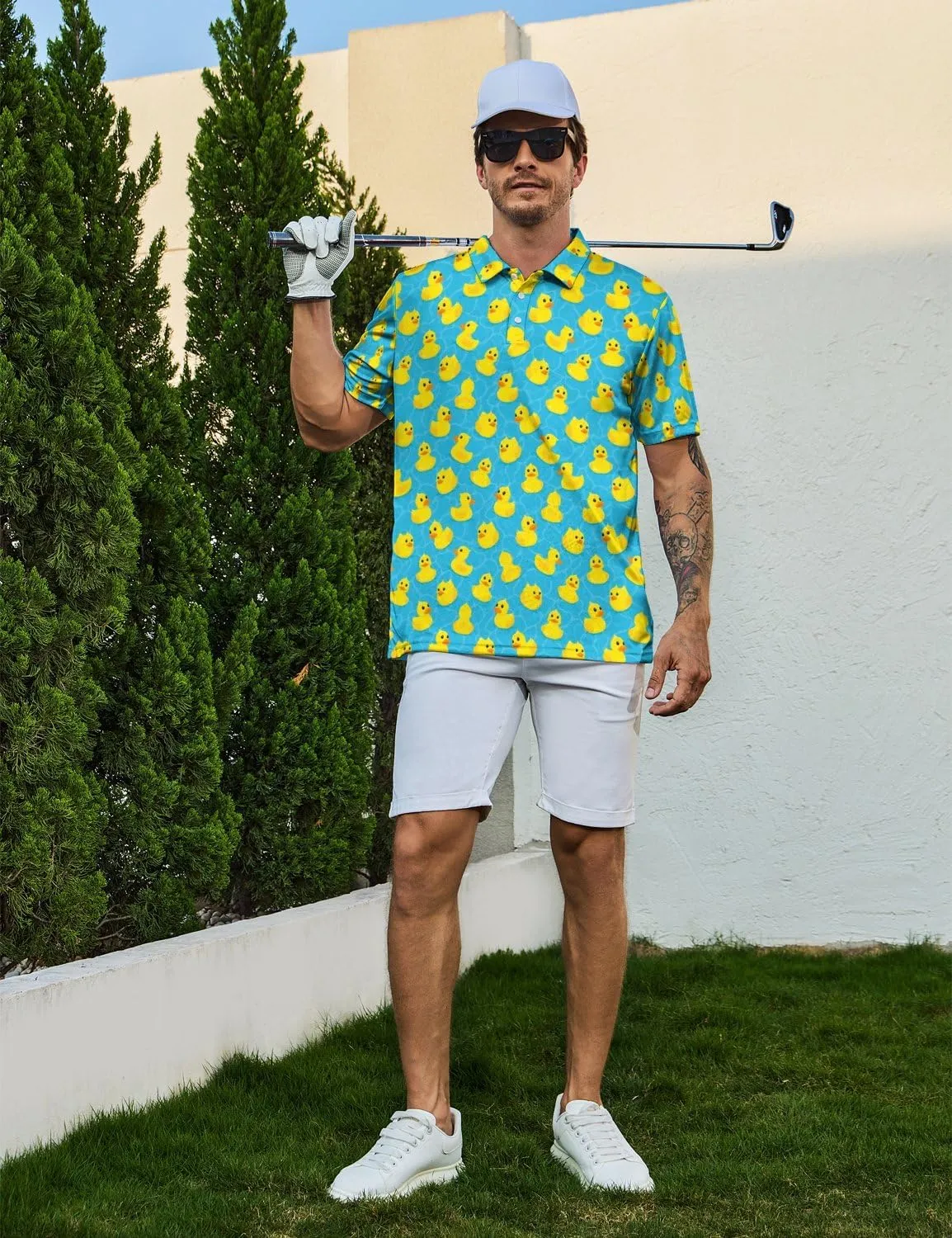 Mens Golf Shirt Funny Polo Shirts Short Sleeve Golf Polo Shirts Gifts Print Shirts